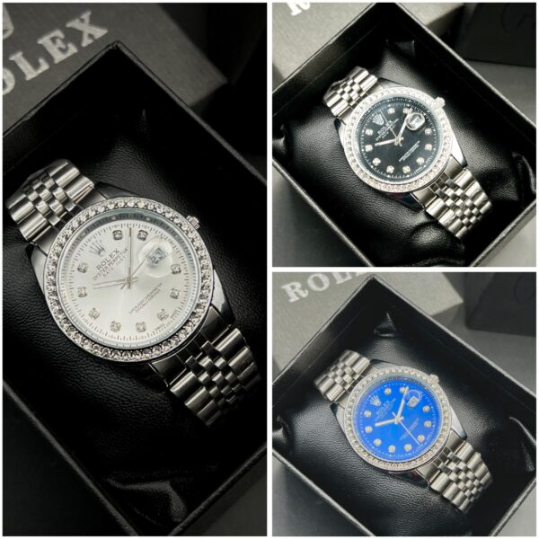 AA1 Rolex Quartz Stylish Stone Watch Adjustable Silver Chain Strap , Rolex original and branded watch with silver chain